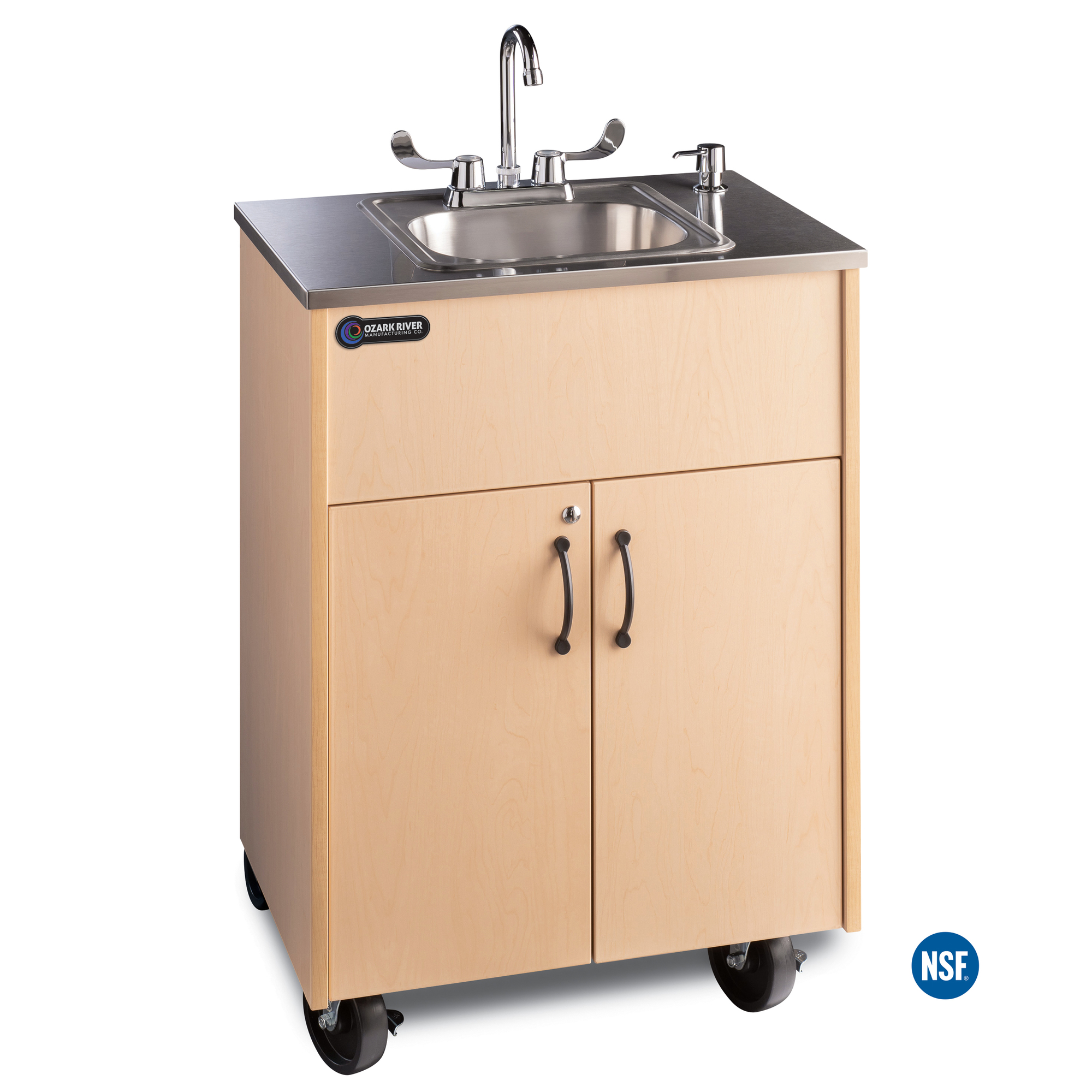 Ozark River Holdings, LLC, Portable sink, hot cold, Steel countertop/basin, Model# Premier S1 Maple